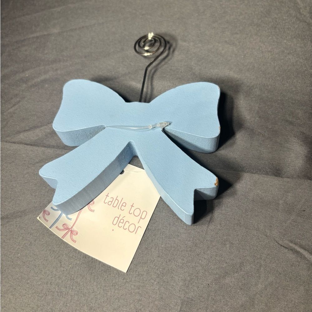 New Blue Bow Tabletop Photo Note Clip Decor